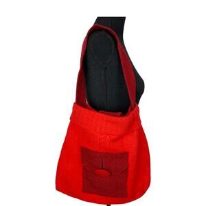 Lydia Sweater purse red knit bucket bag medium size